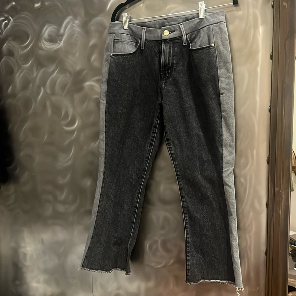 FRAME Gray/Black Two-Tone Mini Boot Crop Jeans Sz 27